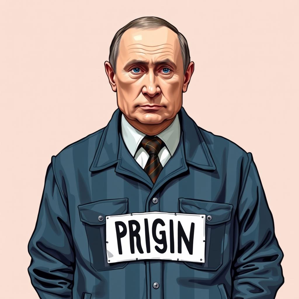 putin in prison uniform, caricature