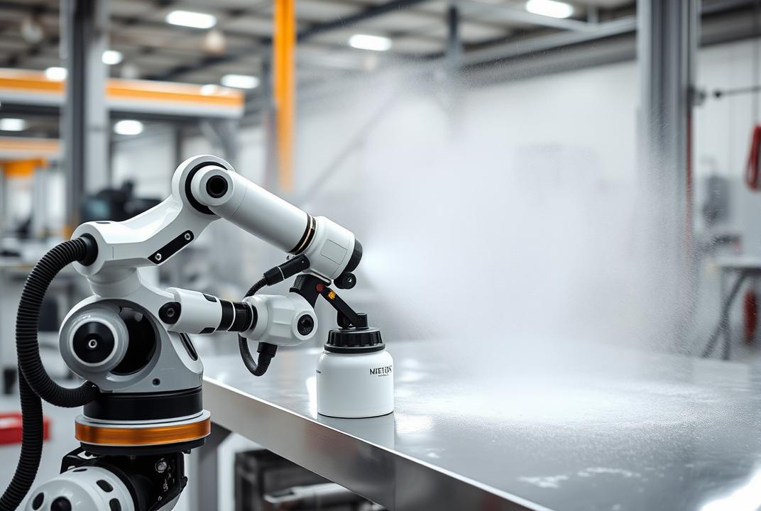  Robots designed to spray paint removers on surfaces for cleaning or preparatory work in manufacturing, enabling efficient paint stripping without human labor. 