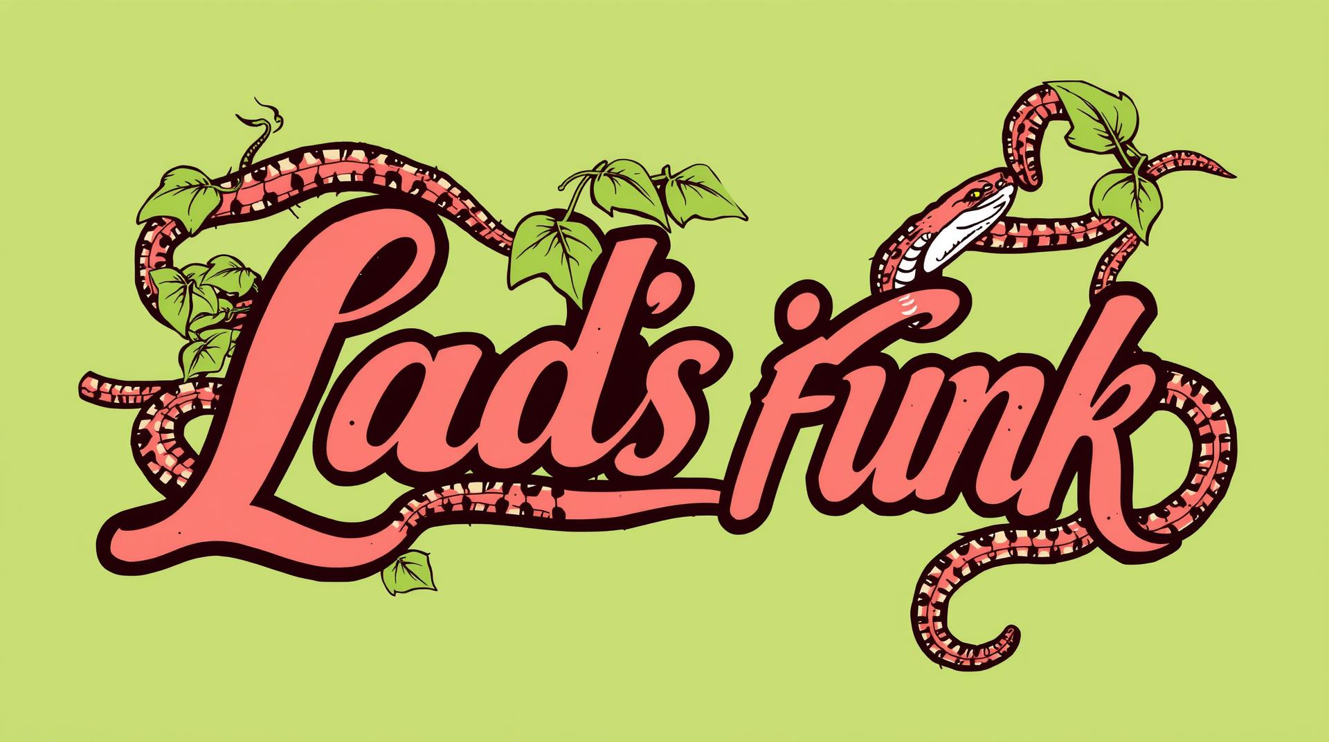 tipography with the text "Ladies Funk" intertwined with poison ivy and snakes