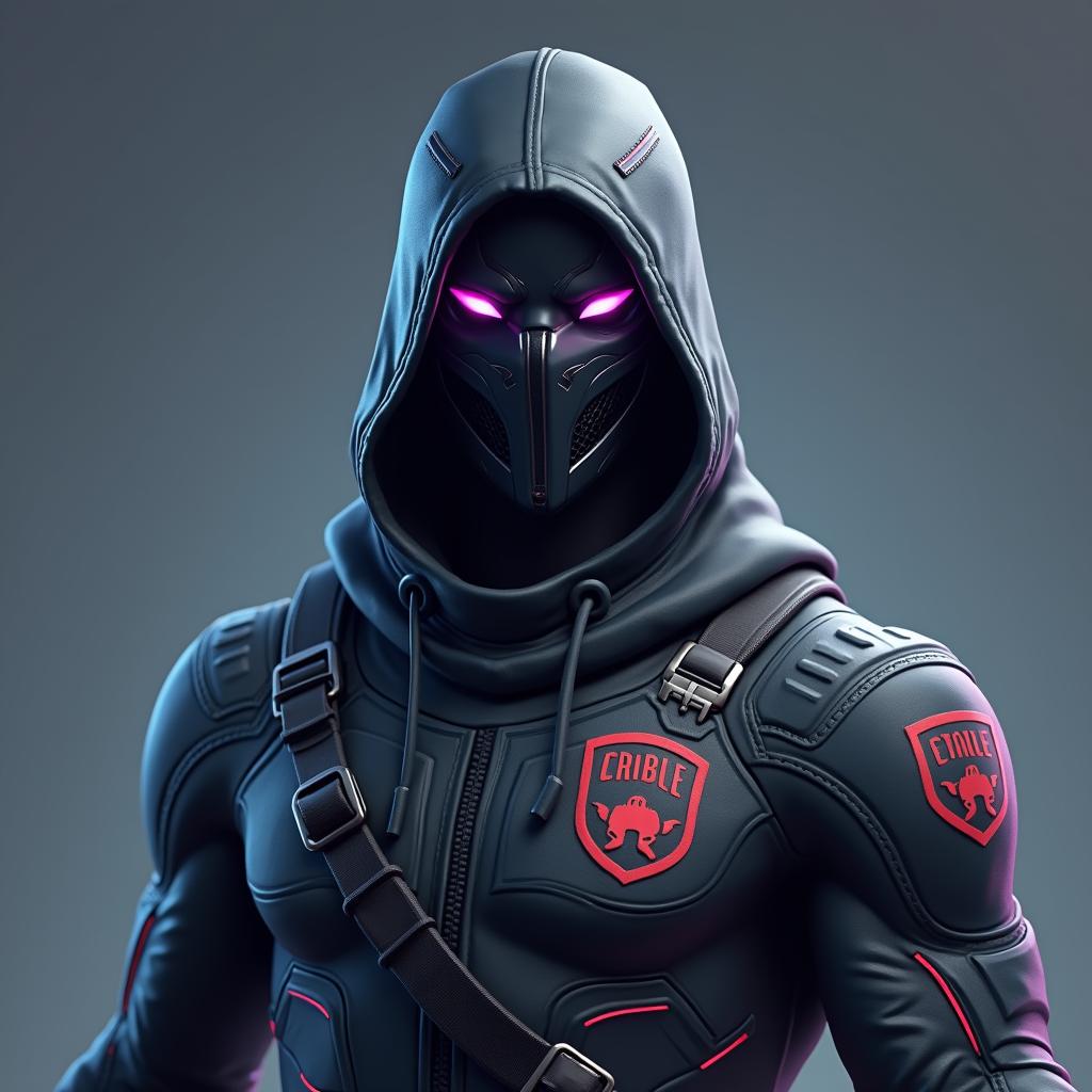 A mysterious hero with a mask and futuristic look as a Fortnite skin