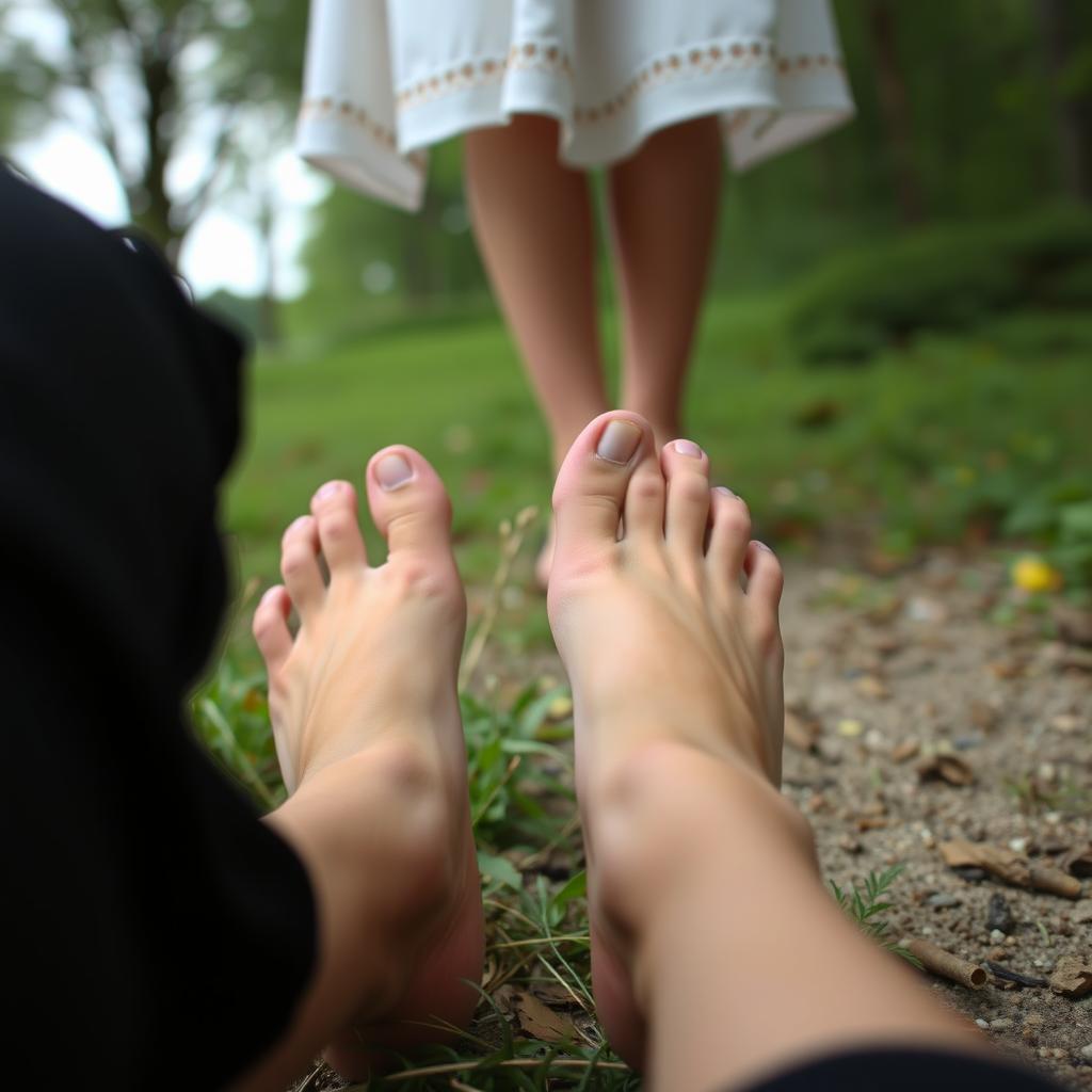 Feet pics of an 18 year old girl, feet in the foreground, fully realisitc quality