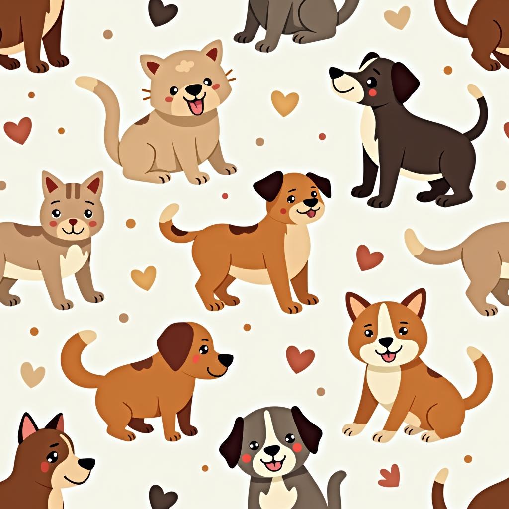 a dog and cat seamless pattern design vector tile for kids fabrics
