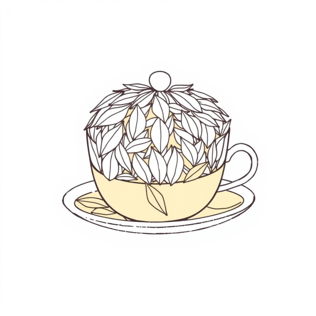 Draw a "cap of tea" , so, not a cup of tea, a CAP of tea. A cap (hat) made with tea leaves
