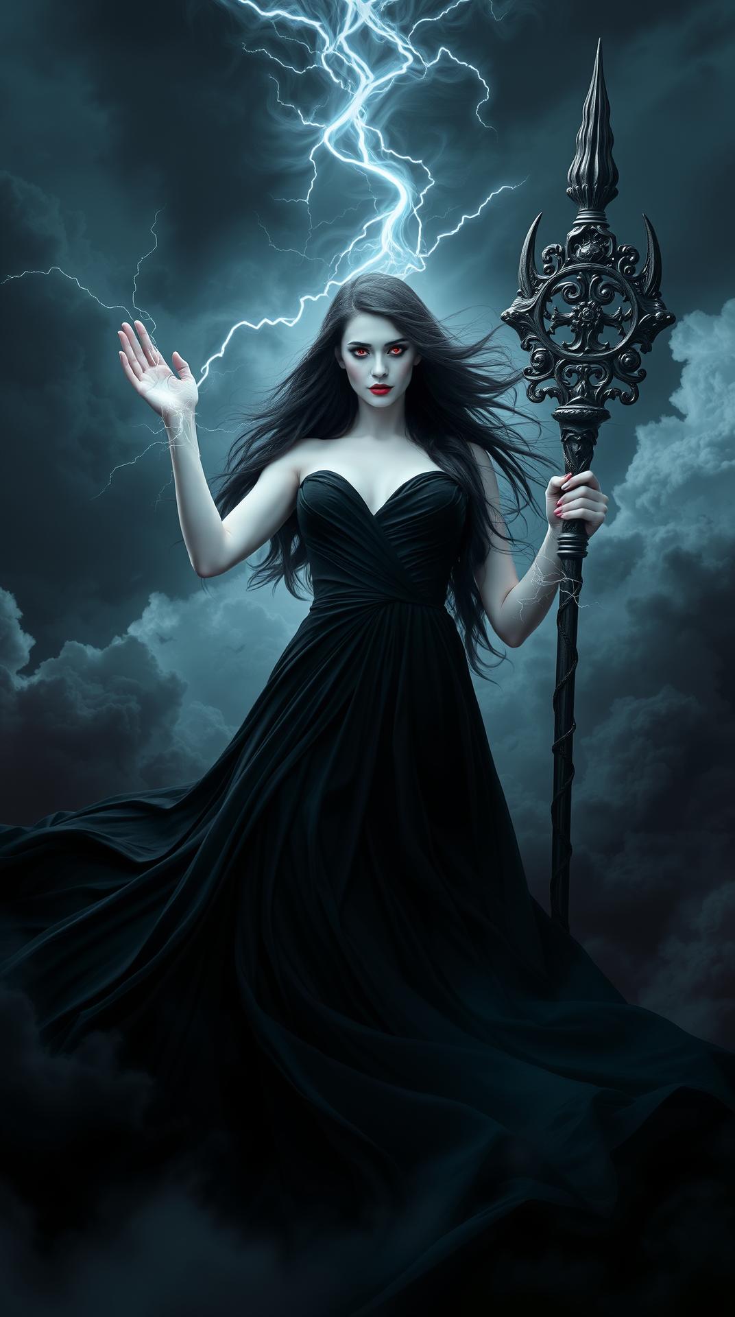 “An ethereal and powerful female vampire stands tall, her da... - Flux ...