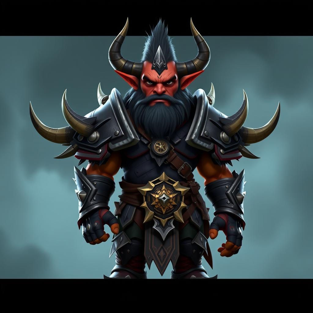 create me a avatar of tauren warrior from world of warcraft wearing dark plate armor with spikes in pixar style
