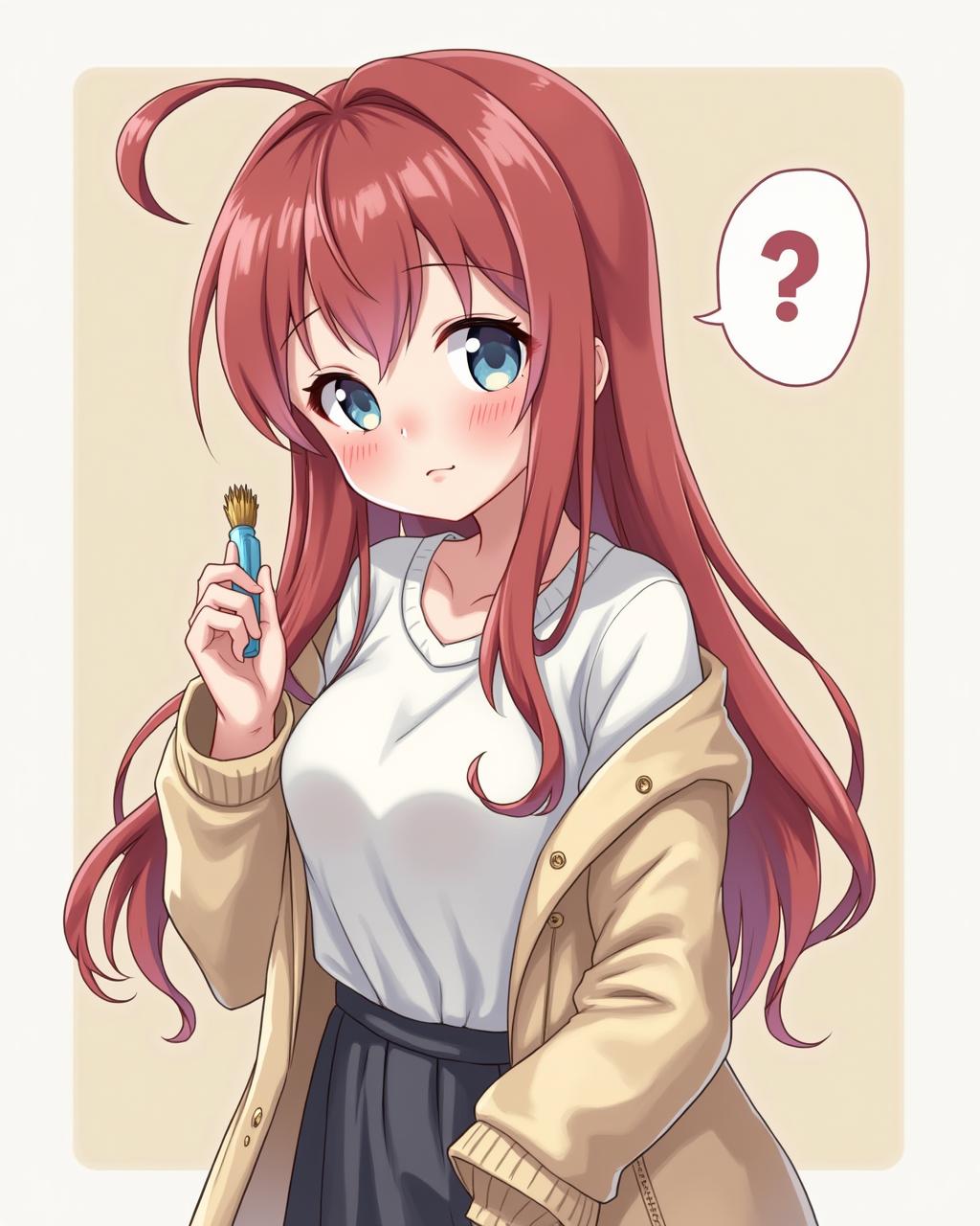 Cute anime girl holding something do whatever you want