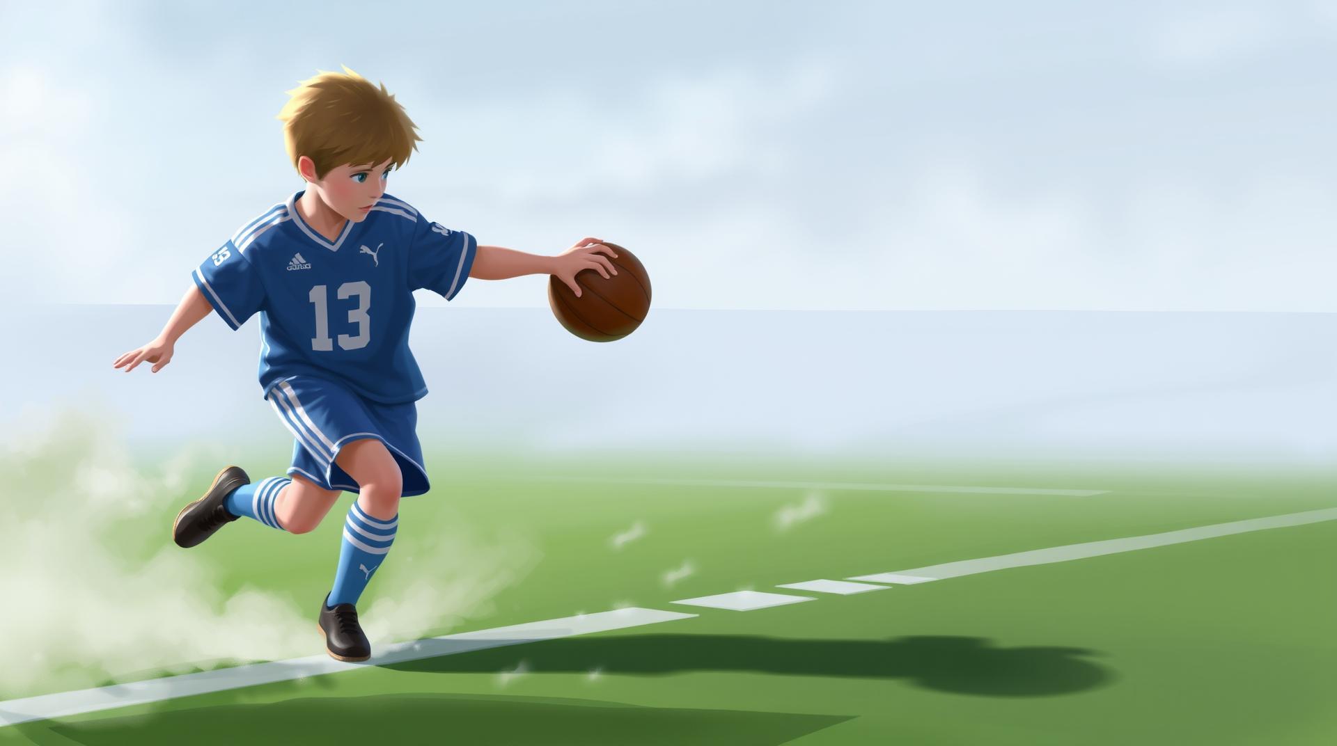 Plz create a boy playing football