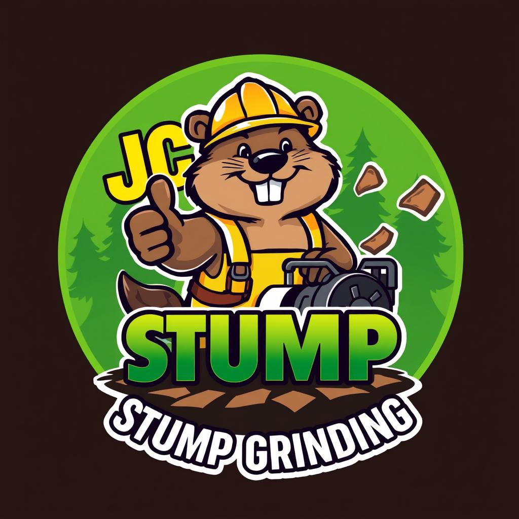 I’m looking for a memorable beaver-character logo that can act as the face of my brand. The design should work just as well scaled down to a favicon as it does printed large on a banner, so clean vector artwork is essential. Feel free to explore different personalities—cute, clever, rugged—so long as the final mark is instantly recognizable and versatile across digital and print.
Design Overview
This logo is a mascot-based emblem designed for a tree service company specializing in stump grinding. It combines a friendly cartoon beaver character with powerful imagery of equipment and nature, projecting trust, professionalism, and approachability.
Visual Elements
1. Mascot/Icon
Main Character:
A cheerful, hardworking beaver in a yellow construction outfit and safety helmet.
The beaver gives a thumbs-up, representing confidence and reliability.
He’s anthropomorphic (standing upright, smiling, expressive) to connect with customers on a personal level.
Equipment Illustration:
The beaver operates a stump grinding machine, adding action and context.
Flying wood chips show motion and reinforce the company’s core service.
Background:
Forest setting with evergreen trees to symbolize nature, forestry, and outdoor work.
Circular green gradient background that grounds the design and enhances contrast.
2. Typography
Primary Text:
“JC” in large, bold yellow letters, giving the brand strong visibility.
“STUMP GRINDING” in smaller green gradient text for clarity and consistency with the nature theme.
Font Style:
Rounded, modern sans-serif fonts that are clean, approachable, and readable even from a distance.
Slight 3D and shading effects add depth and emphasize strength.
3. Colors
Primary Palette:
Yellow: Represents construction, safety, and visibility (helmet, lettering).
Brown: The beaver’s fur, symbolizing earthiness and trust.
Green: Connection to trees, nature, and sustainability.
Accent Colors:
Black/Gray: For outlines, shadows, and equipment details.
White: Used for highlights to enhance contrast