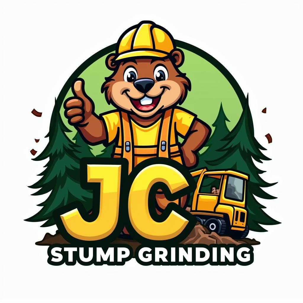I’m looking for a memorable beaver-character logo that can act as the face of my brand. The design should work just as well scaled down to a favicon as it does printed large on a banner, so clean vector artwork is essential. Feel free to explore different personalities—cute, clever, rugged—so long as the final mark is instantly recognizable and versatile across digital and print.
Design Overview
This logo is a mascot-based emblem designed for a tree service company specializing in stump grinding. It combines a friendly cartoon beaver character with powerful imagery of equipment and nature, projecting trust, professionalism, and approachability.
Visual Elements
1. Mascot/Icon
Main Character:
A cheerful, hardworking beaver in a yellow construction outfit and safety helmet.
The beaver gives a thumbs-up, representing confidence and reliability.
He’s anthropomorphic (standing upright, smiling, expressive) to connect with customers on a personal level.
Equipment Illustration:
The beaver operates a stump grinding machine, adding action and context.
Flying wood chips show motion and reinforce the company’s core service.
Background:
Forest setting with evergreen trees to symbolize nature, forestry, and outdoor work.
Circular green gradient background that grounds the design and enhances contrast.
2. Typography
Primary Text:
“JC” in large, bold yellow letters, giving the brand strong visibility.
“STUMP GRINDING” in smaller green gradient text for clarity and consistency with the nature theme.
Font Style:
Rounded, modern sans-serif fonts that are clean, approachable, and readable even from a distance.
Slight 3D and shading effects add depth and emphasize strength.
3. Colors
Primary Palette:
Yellow: Represents construction, safety, and visibility (helmet, lettering).
Brown: The beaver’s fur, symbolizing earthiness and trust.
Green: Connection to trees, nature, and sustainability.
Accent Colors:
Black/Gray: For outlines, shadows, and equipment details.
White: Used for highlights to enhance contrast