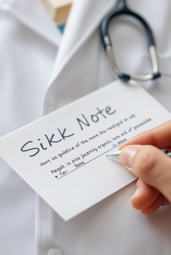 image of a doctor's hand writing a sick note