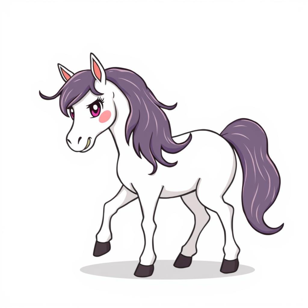 pony, on a white background, in the style of a cartoon