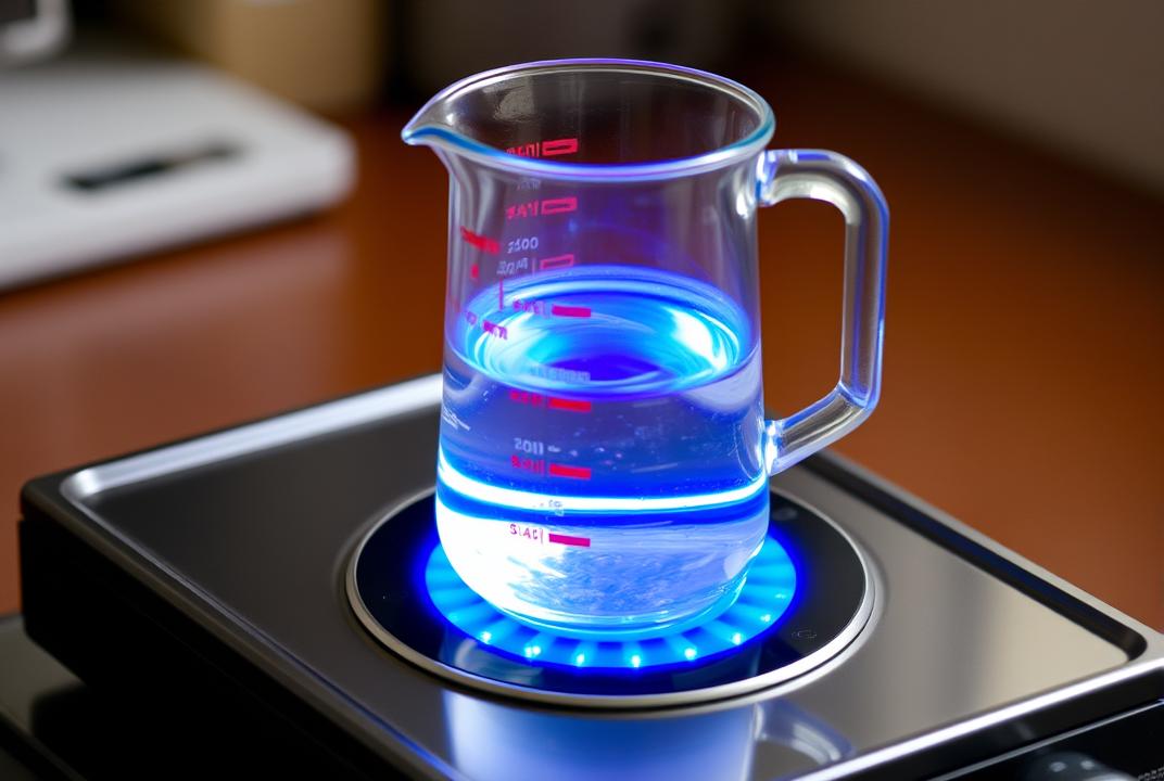 . Hot Plate: A hot plate with a beaker of water heating up.;