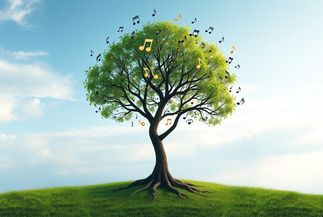 Tree Roots Music Note Fruits . Tree Made of Musical Notes:Musical notes are arranged to f... - Flux ...