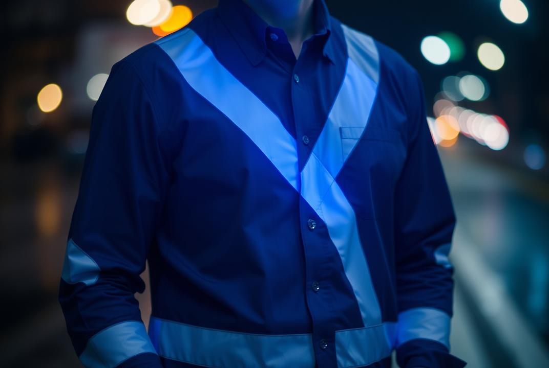 . Reflective Shirt: A shirt with reflective patterns for enhanced visibility at night.;