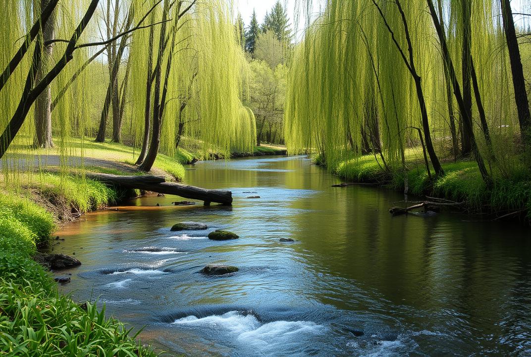  - This gentle river flows through a forest of willow trees. Its voice is soft and soothing, resembling a whisper. It shares secrets of the woods and tales of ancient spirits, guiding lost travelers back to safety. ;