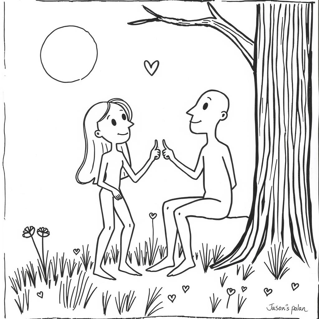 adam and eve like Jason Polan's sketches