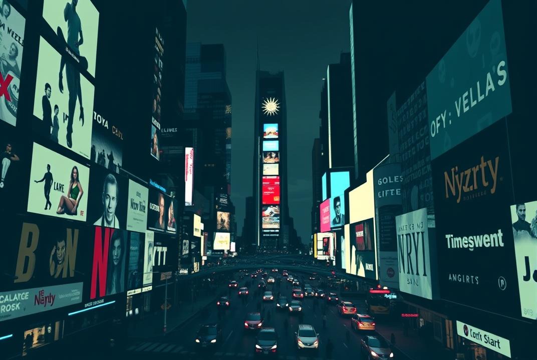 . Times Square in ASCII Art - New York's bustling hub is reinterpreted with ASCII characters, transforming the city lights and advertisements into a text-based masterpiece.