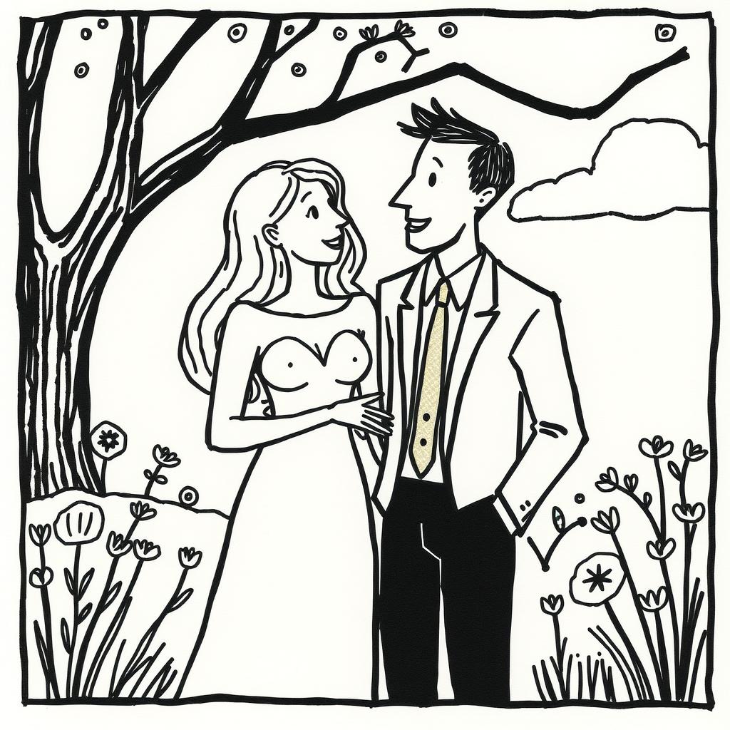 adam and eve like Jason Polan's sketches