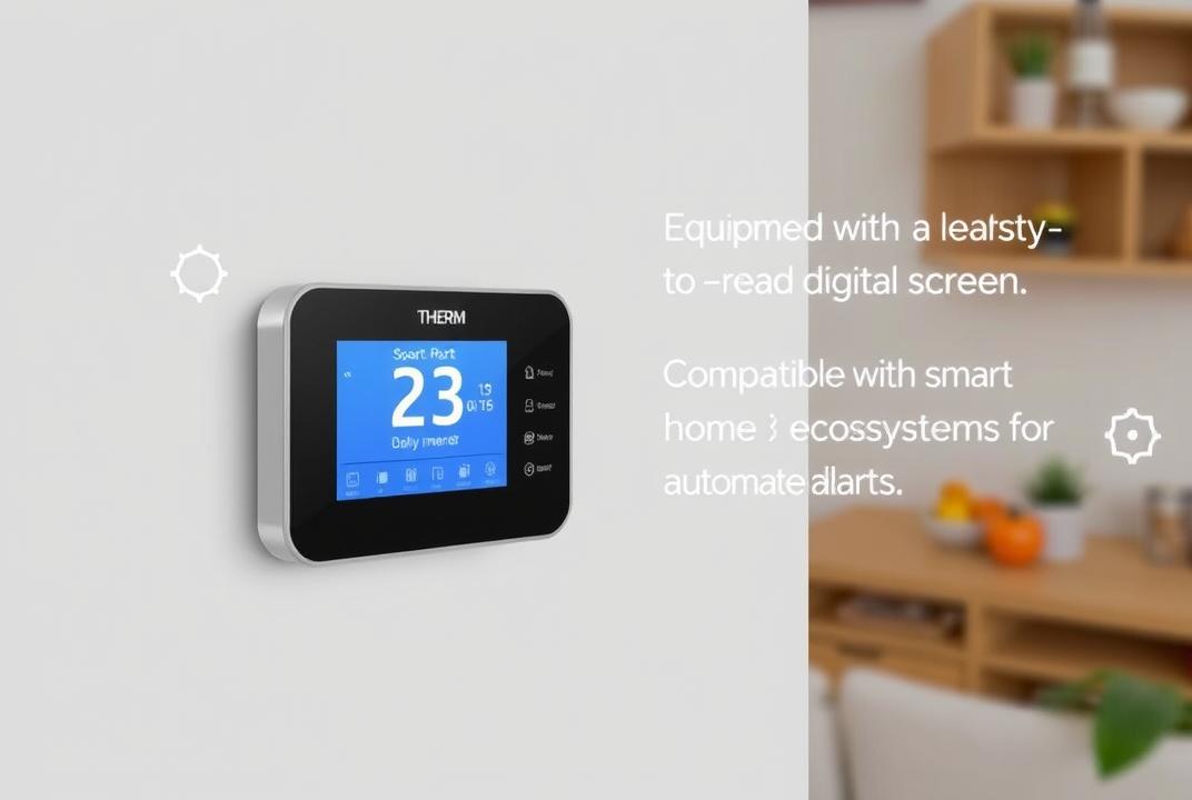 . Smart Therm A: Equipped with a large, easy-to-read digital screen. Compatible with smart home ecosystems for automated alerts.;