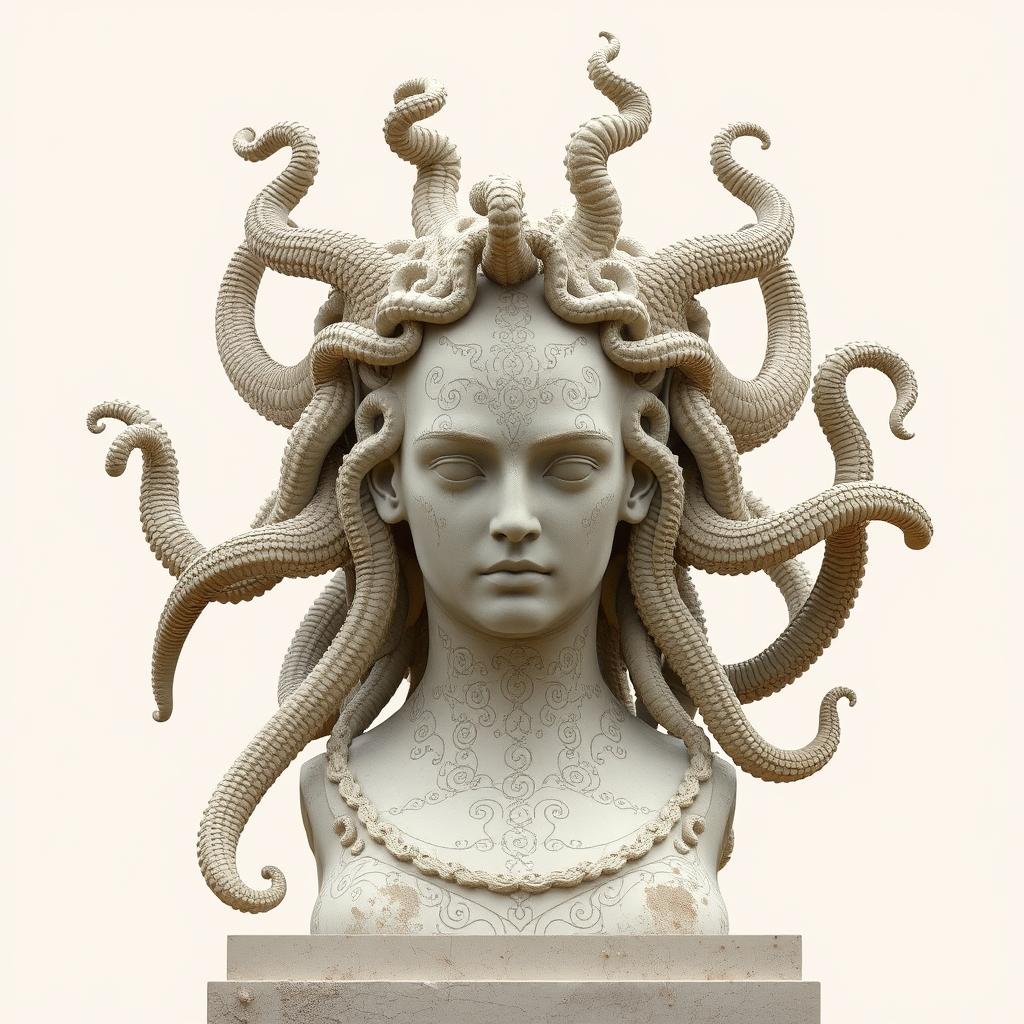 real photo of Medusa greek mytholigal structures and statues