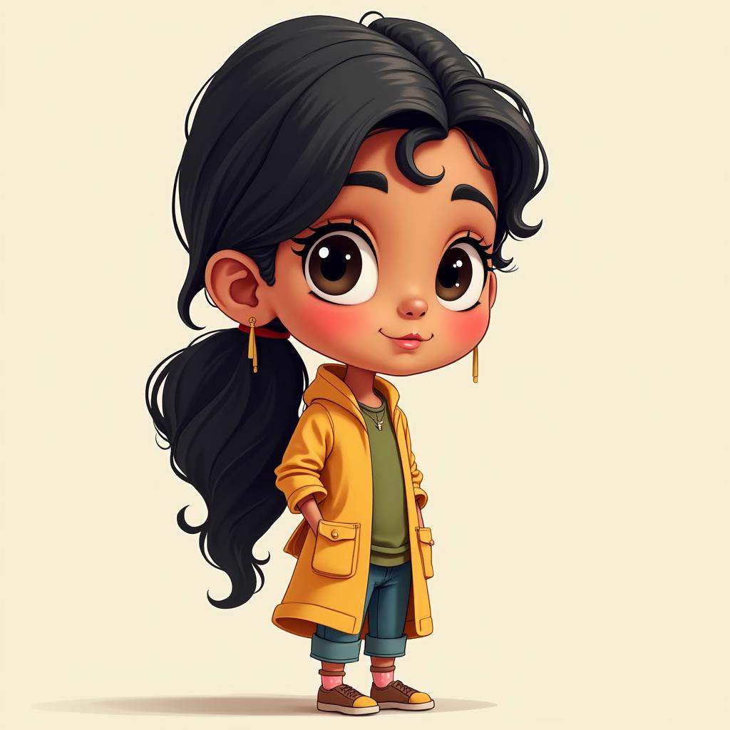 A bangladeshi girl. Meena cartoon style.  2d cartoon